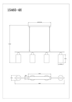 GLOBO Pendelleuchte Hadera schwarz Rauch Metall Glas B/H/L: ca. 10x120x98 cm E27 4 Brennstellen