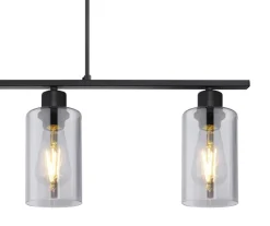 GLOBO Pendelleuchte Hadera schwarz Rauch Metall Glas B/H/L: ca. 10x120x98 cm E27 4 Brennstellen