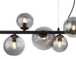 GLOBO Pendelleuchte 56133-9H Riha schwarz Metall Rauchglas B/H/L: ca. 34,5x120x87 cm 9 Brennstellen