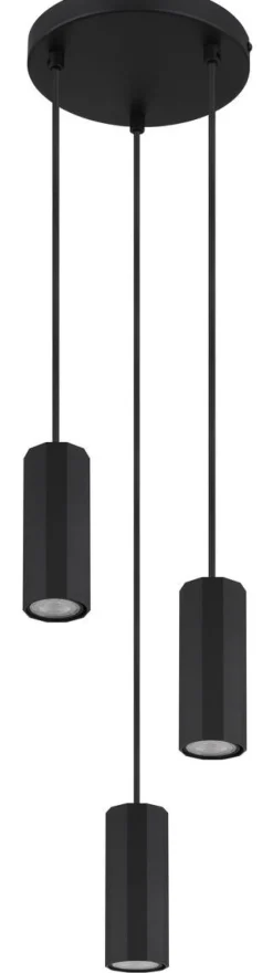 GLOBO Pendelleuchte JAMES 57918-3HB mattschwarz Metall Kunststoff H/D: ca. 120x21 cm GU10 3 Brennstellen