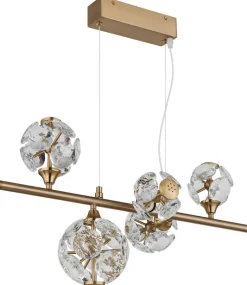 GLOBO Pendelleuchte klar gold Metall B/H/T/L: ca. 31x150x61x61 cm 1 Brennstellen