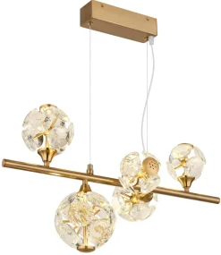 GLOBO Pendelleuchte klar gold Metall B/H/T/L: ca. 31x150x61x61 cm 1 Brennstellen