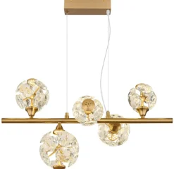 GLOBO Pendelleuchte klar gold Metall B/H/T/L: ca. 31x150x61x61 cm 1 Brennstellen
