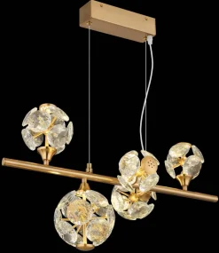 GLOBO Pendelleuchte klar gold Metall B/H/T/L: ca. 31x150x61x61 cm 1 Brennstellen