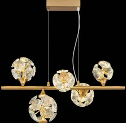 GLOBO Pendelleuchte klar gold Metall B/H/T/L: ca. 31x150x61x61 cm 1 Brennstellen
