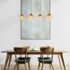 GLOBO Pendelleuchte klar messing Metall B/H/T: ca. 25x120x120 cm E27 4 Brennstellen