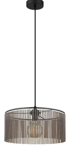 GLOBO Pendelleuchte LEEDS 33080108 Rauch schwarz Metall Kunststoff H/D: ca. 135x35 cm E27 1 Brennstellen