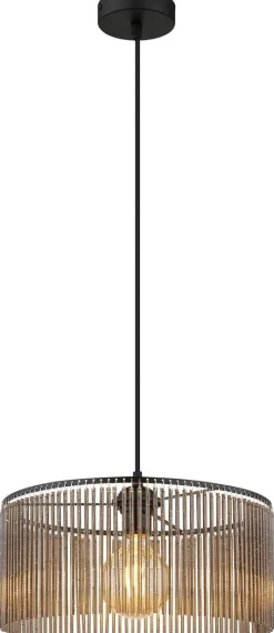 GLOBO Pendelleuchte LEEDS 33080108 Rauch schwarz Metall Kunststoff H/D: ca. 135x35 cm E27 1 Brennstellen