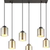 GLOBO Pendelleuchte Metall Glas B/H/L: ca. 30x120x83 cm E27 6 Brennstellen