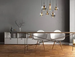 GLOBO Pendelleuchte natur schwarz Metall Hanfseil B/H/T: ca. 40x120x80 cm E27 6 Brennstellen