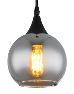 GLOBO Pendelleuchte Nika schwarz Glas Metall H/D: ca. 120x15 cm null 1 Brennstellen