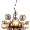 GLOBO Pendelleuchte Rauch schwarz Glas Metall H/D: ca. 120x51,5 cm E27 4 Brennstellen