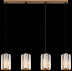 GLOBO Pendelleuchte RUN 30220446 schwarz braun Rauch Glas Metall B/H/L: ca. 88x120x13,5 cm E27 4 Brennstellen