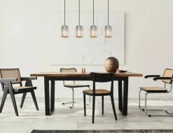 GLOBO Pendelleuchte RUN 30220446 schwarz braun Rauch Glas Metall B/H/L: ca. 88x120x13,5 cm E27 4 Brennstellen