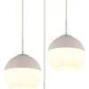 GLOBO Pendelleuchte sand Opal weiß Metall Textil Glas H/D: ca. 120x42,5 cm E27 3 Brennstellen