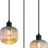 GLOBO Pendelleuchte TOM 30509308 Rauch schwarz Glas Metall H/D: ca. 120x41,8 cm E14 3 Brennstellen