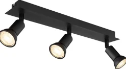 GLOBO Spotbalken 57998-3 schwarz Metall B/H/L: ca. 6x9x40 cm 3 Brennstellen