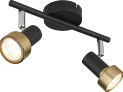 GLOBO Spot Chrom mattschwarz altgold Metall B/H/T: ca. 25x11,8x8,5 cm GU10 2 Brennstellen