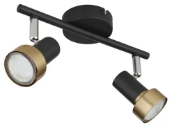 GLOBO Spot Chrom mattschwarz altgold Metall B/H/T: ca. 25x11,8x8,5 cm GU10 2 Brennstellen