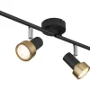 GLOBO Spot mattschwarz Chrom altgold Metall B/H/T: ca. 60x13,5x8,5 cm GU10 4 Brennstellen