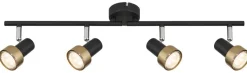 GLOBO Spot mattschwarz Chrom altgold Metall B/H/T: ca. 60x13,5x8,5 cm GU10 4 Brennstellen