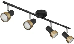 GLOBO Spot mattschwarz Chrom altgold Metall B/H/T: ca. 60x13,5x8,5 cm GU10 4 Brennstellen
