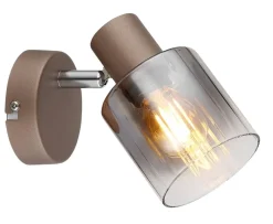 GLOBO Spot Walton 1 klar kaffee Rauch Metall Glas B/H/L: ca. 12,5x12,5x8 cm E14 1 Brennstellen
