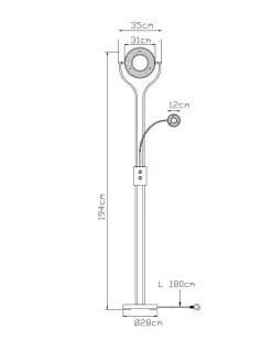 GLOBO Stehlampe Andreas schwarz Kunststoff H: ca. 194 cm 2 Brennstellen