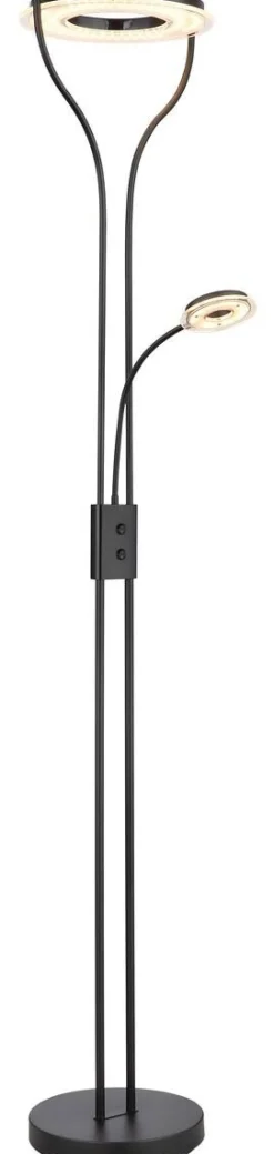GLOBO Stehlampe Andreas schwarz Kunststoff H: ca. 194 cm 2 Brennstellen
