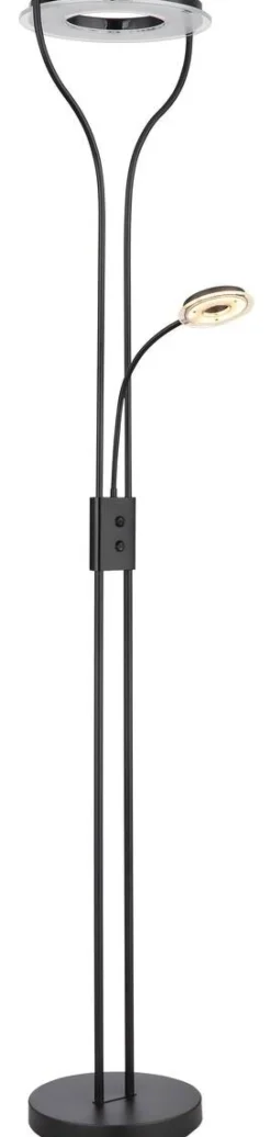GLOBO Stehlampe Andreas schwarz Kunststoff H: ca. 194 cm 2 Brennstellen