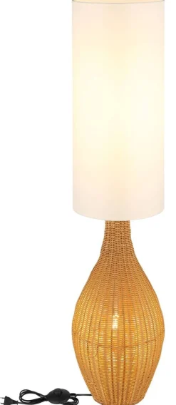 GLOBO Stehlampe ANKO 40970243 weiß braun Textil Kunststoff H/D: ca. 125x27 cm 2 Brennstellen