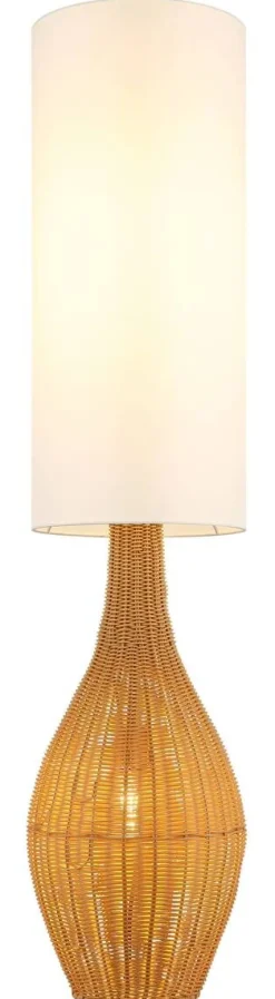 GLOBO Stehlampe ANKO 40970243 weiß braun Textil Kunststoff H/D: ca. 125x27 cm 2 Brennstellen