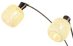 GLOBO Stehlampe Chrom schwarz Metall Glas B/H/L: ca. 14x133x35 cm 3 Brennstellen