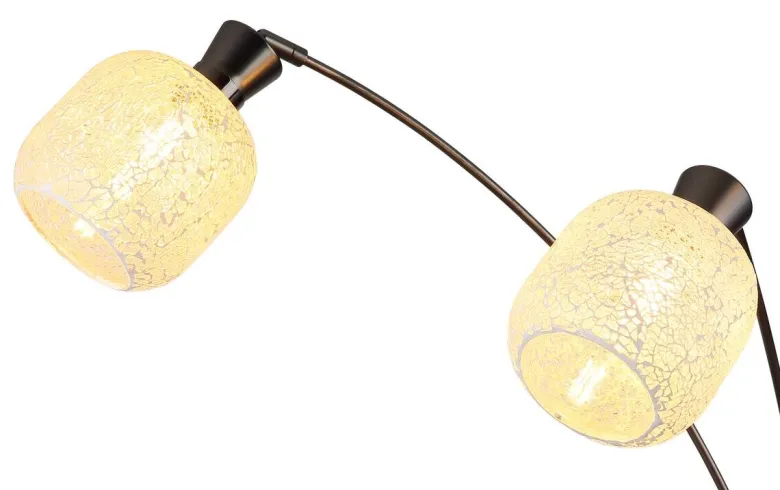 GLOBO Stehlampe Chrom schwarz Metall Glas B/H/L: ca. 14x133x35 cm 3 Brennstellen