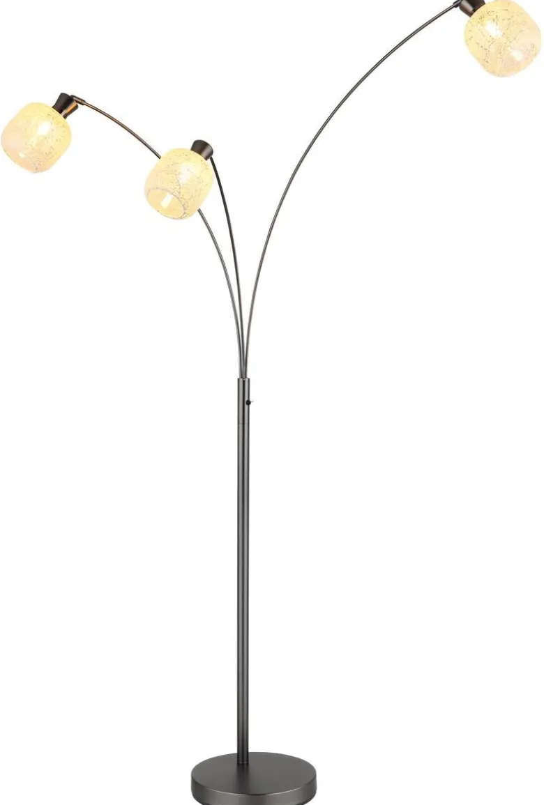 GLOBO Stehlampe Chrom schwarz Metall Glas B/H/L: ca. 14x133x35 cm 3 Brennstellen