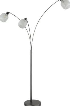 GLOBO Stehlampe Chrom schwarz Metall Glas B/H/L: ca. 14x133x35 cm 3 Brennstellen