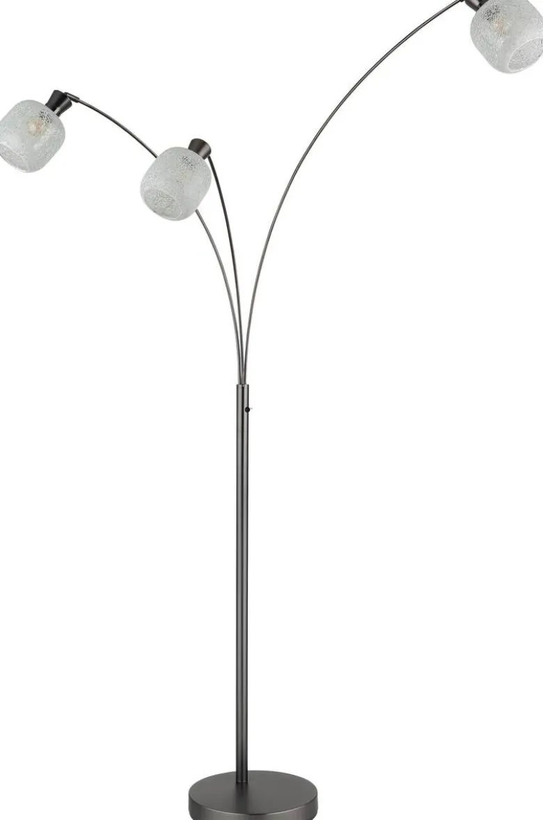 GLOBO Stehlampe Chrom schwarz Metall Glas B/H/L: ca. 14x133x35 cm 3 Brennstellen