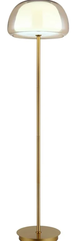 GLOBO Stehlampe gold Metall Glas B/H/L: ca. 44x37x44 cm
