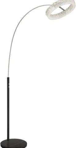 GLOBO Stehlampe klar schwarz Glas Metall Acryl B/H/L: ca. 40x190x92,5 cm 1 Brennstellen