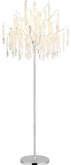 GLOBO Stehlampe klar silber Glas Metall H/D: ca. 165x55 cm E14 5 Brennstellen