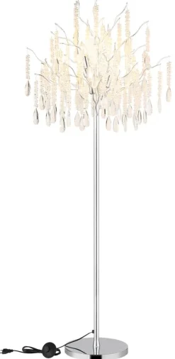 GLOBO Stehlampe klar silber Glas Metall H/D: ca. 165x55 cm E14 5 Brennstellen