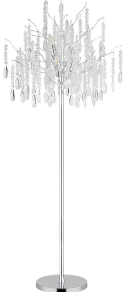 GLOBO Stehlampe klar silber Glas Metall H/D: ca. 165x55 cm E14 5 Brennstellen