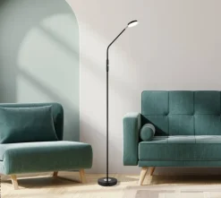 GLOBO Stehlampe mattschwarz Metall B/H/L: ca. 20x173x52 cm 1 Brennstellen