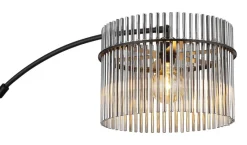 GLOBO Stehlampe mattschwarz Rauch Metall Glas B/H/L: ca. 38x185x120 cm E27 1 Brennstellen