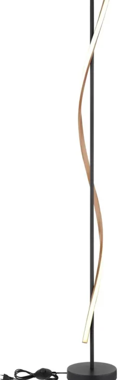 GLOBO Stehlampe mattschwarz dunkelbraun Opal Metall PVC Kunststoff H/D: ca. 150,7x20 cm 1 Brennstellen
