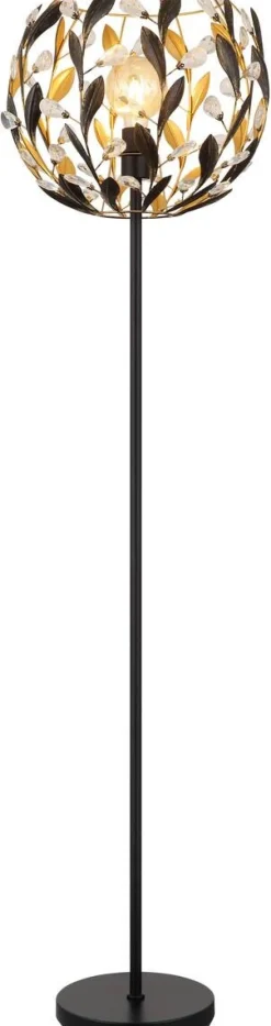 GLOBO Stehlampe MIKA 15759S schwarz gold Metall H/D: ca. 157x40 cm E27 1 Brennstellen