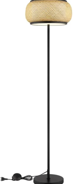 GLOBO Stehlampe natur mattschwarz Metall Bambus H/D: ca. 146,1x38 cm 1 Brennstellen