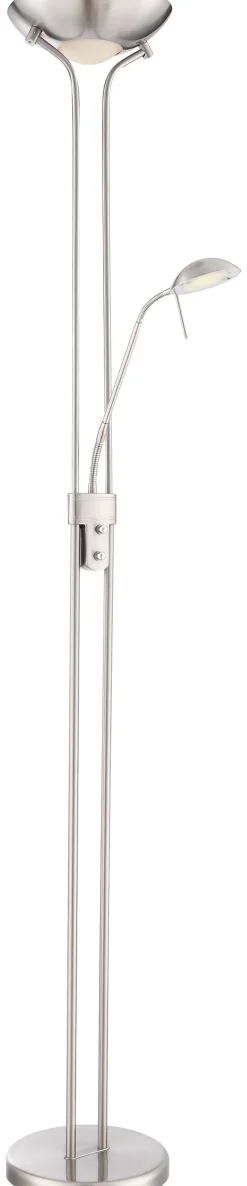 GLOBO Stehlampe nickel matt Glas Metall H/D: ca. 180x25,5 cm