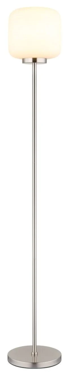 GLOBO Stehlampe nickel matt Opal schwarz Glas Metall H/T/D: ca. 157x36x24 cm 1 Brennstellen
