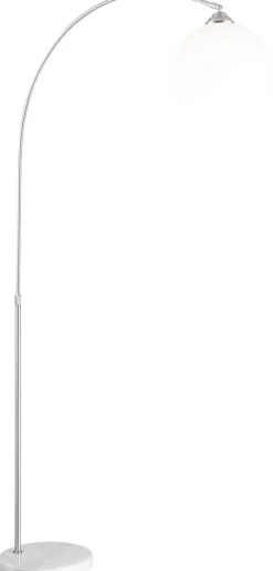 GLOBO Stehlampe nickel matt weiß Metall Kunststoff B/H/T: ca. 30x196x92 cm E27 1 Brennstellen